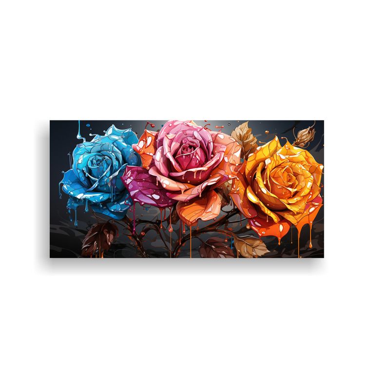 GENERICO - Arte De Pared Moderno Rosa Coloreada Con Goteos 100x50 Cm
