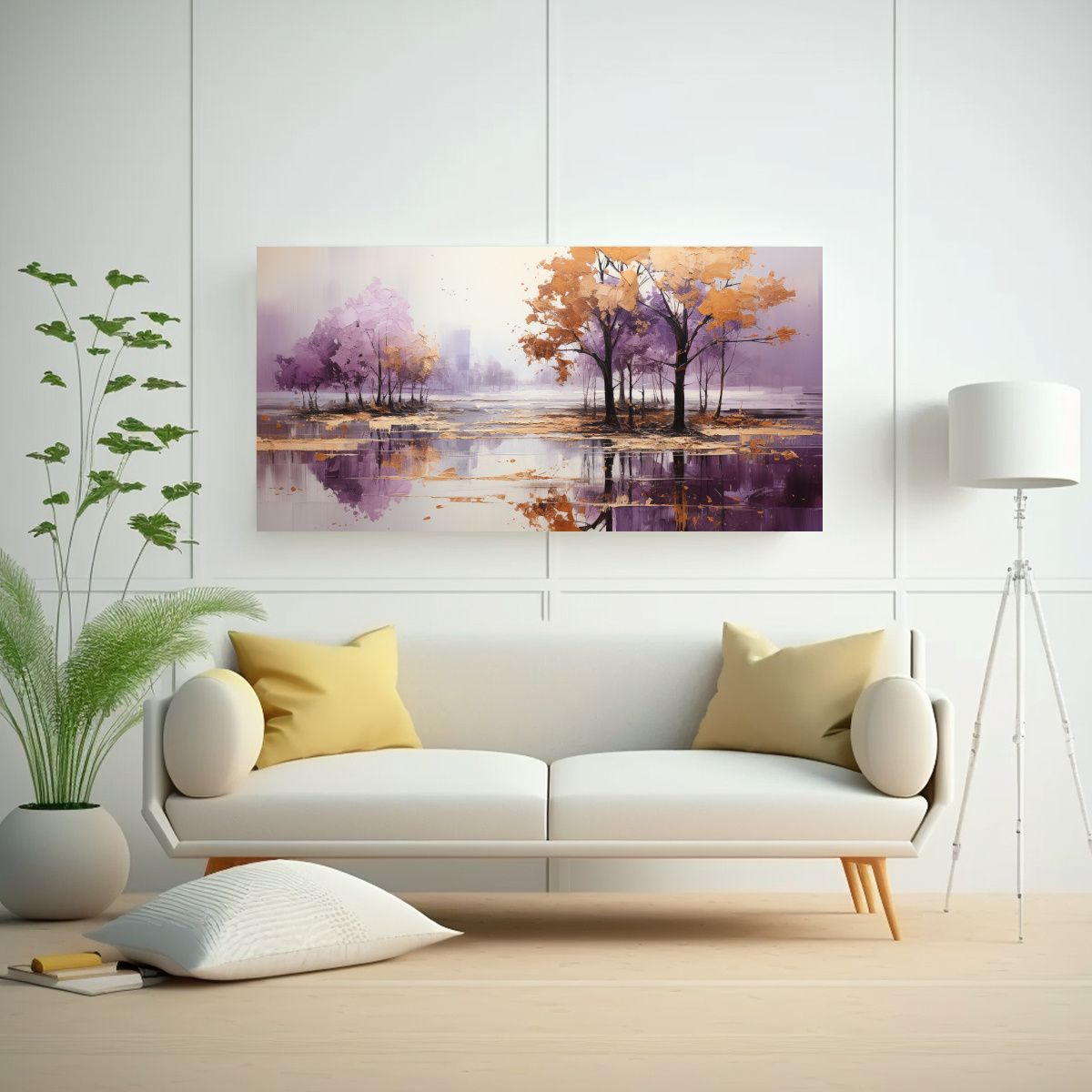 GENERICO - Pintura Abstracta De árboles En Plata Y Oro En 100x50 Cm