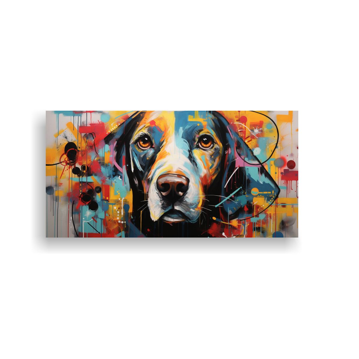 GENERICO - Cuadros Perros Abstractos En Bastidor De Tela 60x30 Cm