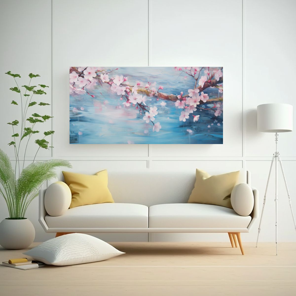 GENERICO - Cuadro Horizontal De Cerezos Delicados Flotando 100x50 Cm