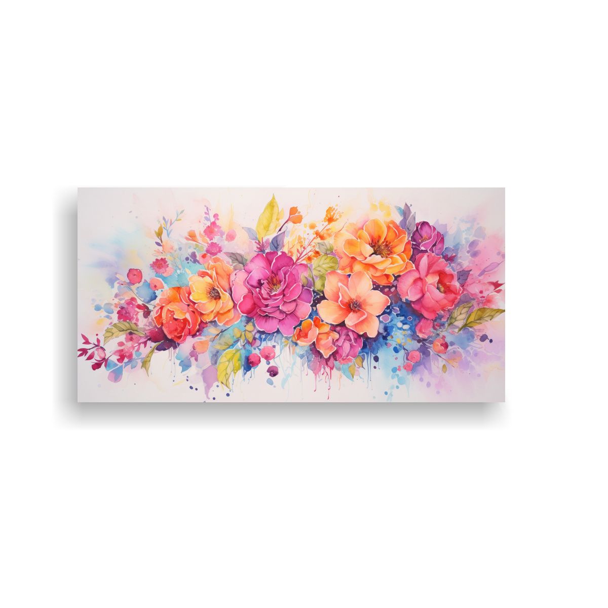 GENERICO - Pinturas Abstractas En Acuarela Con Flores En 100x50 Cm