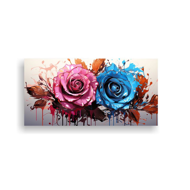 GENERICO - Cuadro Composición Expresividad Con Rosa 60x30 Cm