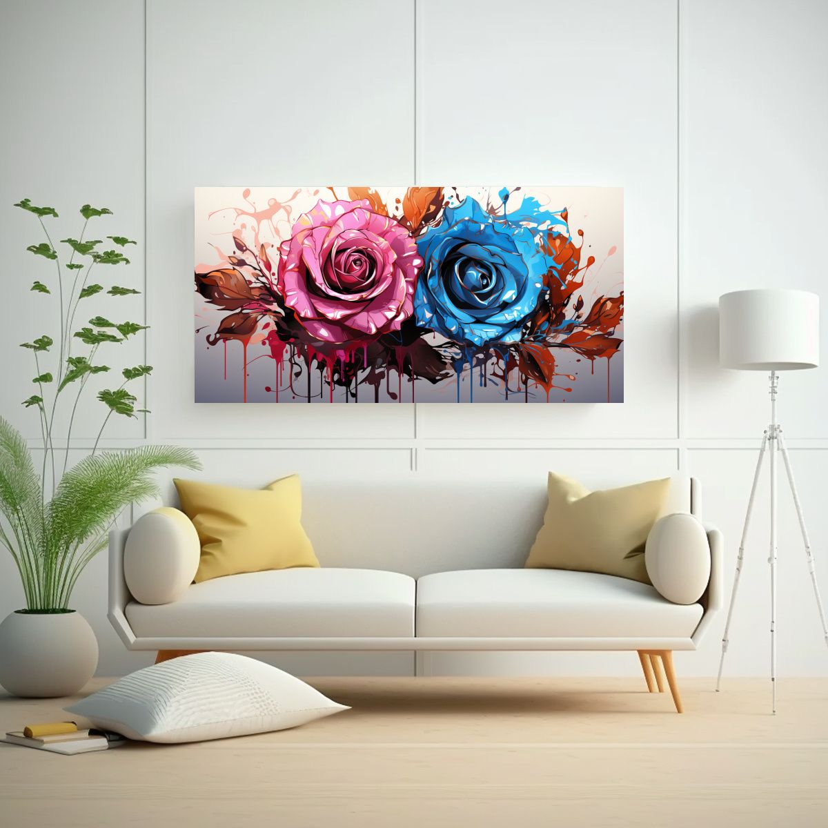 GENERICO - Cuadro Composición Expresividad Con Rosa 80x40 Cm