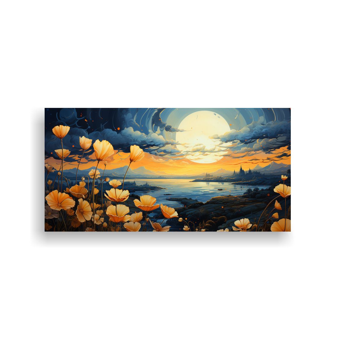 GENERICO - Pintura Decorativa Con Flores Amarillas Pequeñas 60x30 Cm