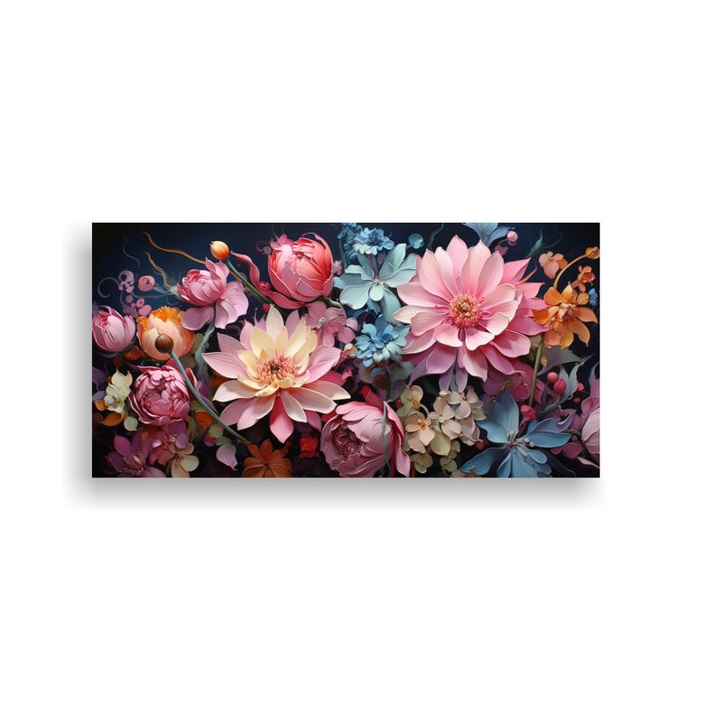 GENERICO - Cuadro Lienzo Abstracto Flores Rosas Multicolor 60x30 Cm