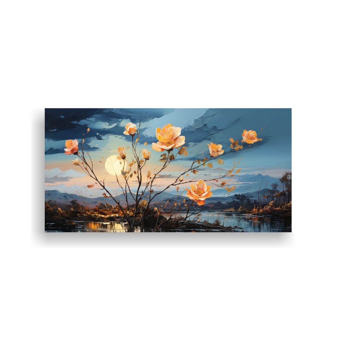 GENERICO - Pintura Decorativa De Flores Amarillas Y Rosas En 60x30 Cm