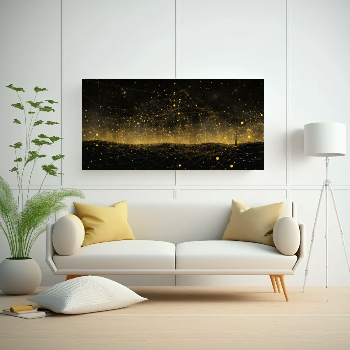 GENERICO - Cuadro Decorativo Hogar Tela Estrellas Amarillas 100x50 Cm