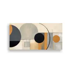 GENERICO - Cuadro Abstracto De Círculos En Beige Y Gris En 60x30 Cm