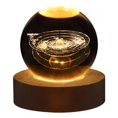 GENERICO - Lampara Luz Nocturna Cristal 3d Cúpula Sistema Solar