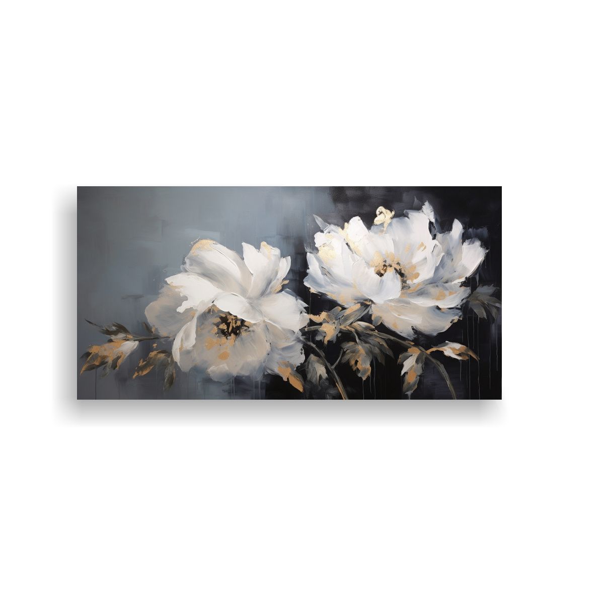 GENERICO - Cuadro De Peonías Negras En Lienzo Con 60x30 Cm