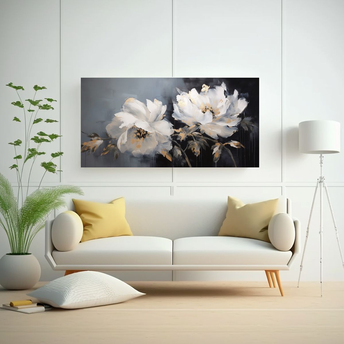 GENERICO - Cuadro De Peonías Negras En Lienzo Con 60x30 Cm