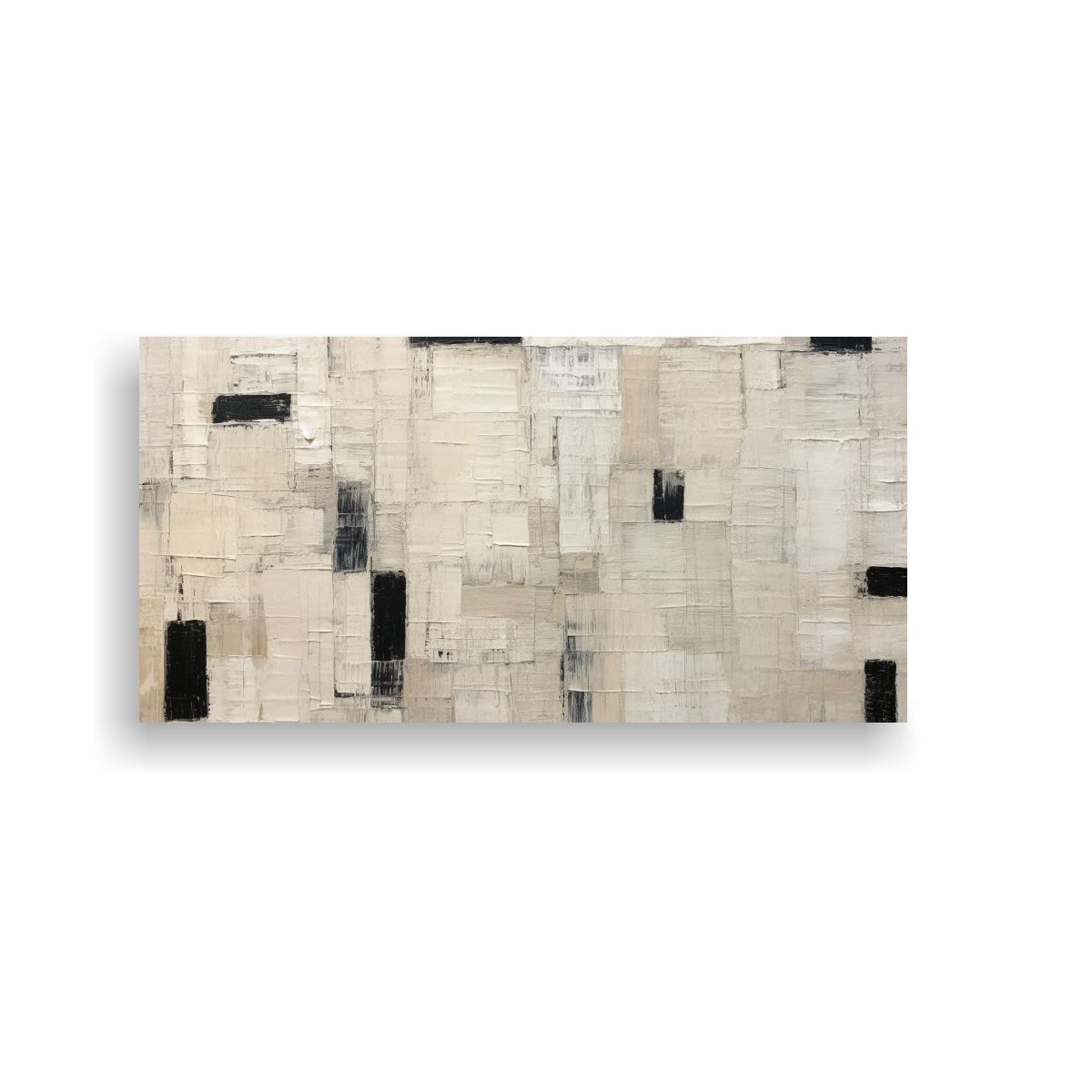 GENERICO - Pintura Abstracta Minimalista Negra Y Blanca En 80x40 Cm