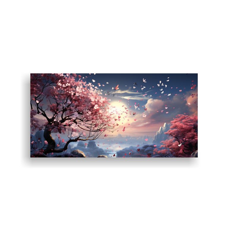 GENERICO - Cuadro Tonos Lineales Con Sobres Rosados Voladores 60x30 Cm