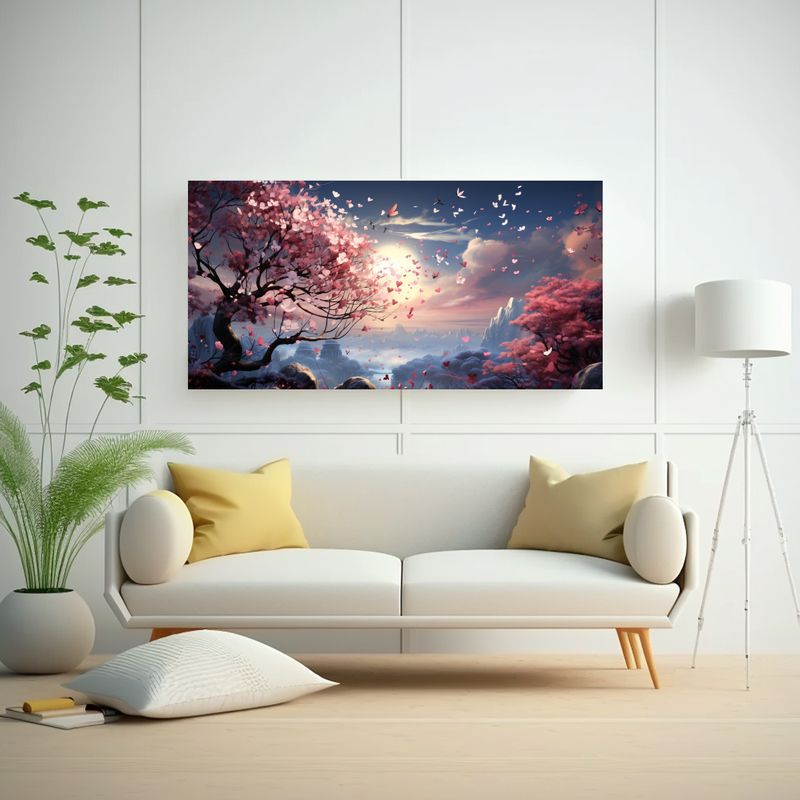 GENERICO - Cuadro Tonos Lineales Con Sobres Rosados Voladores 80x40 Cm