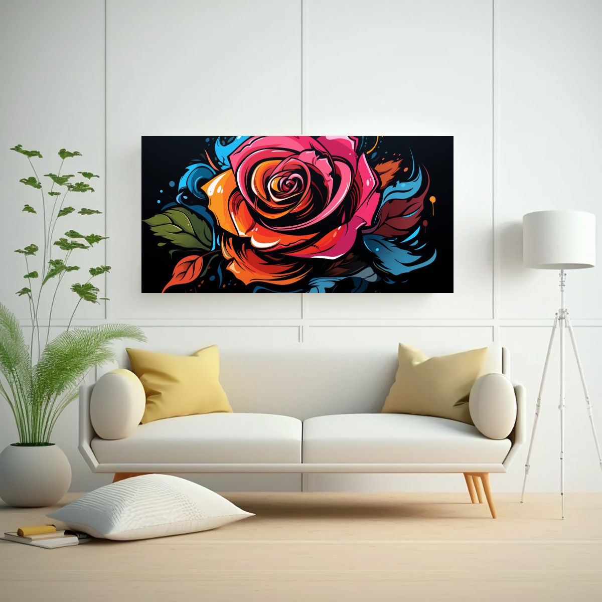 GENERICO - Pintura Decorativa De Rosa Con Estilo De Graffiti 100x50 Cm