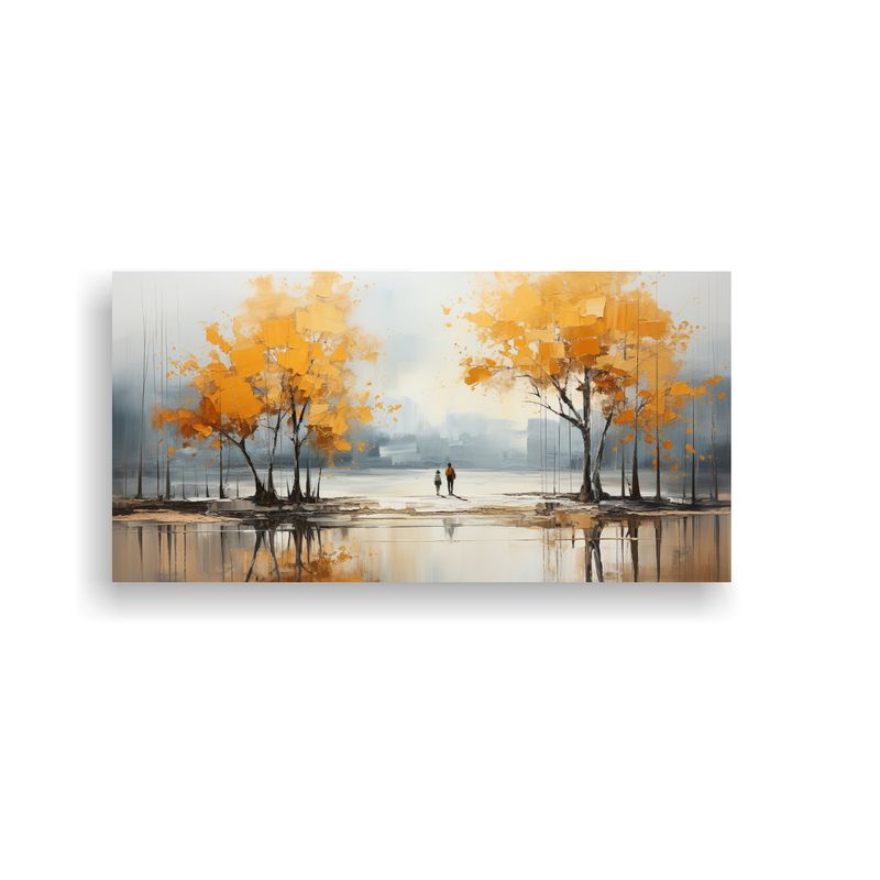 GENERICO - Cuadro Decorativo Reflejo De Árboles En Plata Y 60x30 Cm