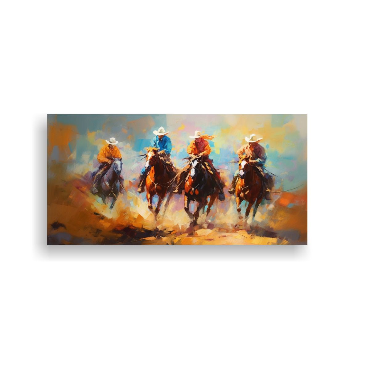 GENERICO - Cuadro Hermoso Temático De Tres Vaqueros Y Una 100x50 Cm