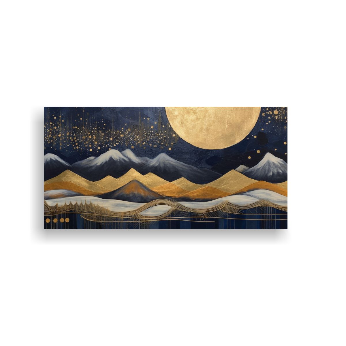 GENERICO - Cuadro Horizontal Brillante Con Luna Y Montañas 100x50 Cm