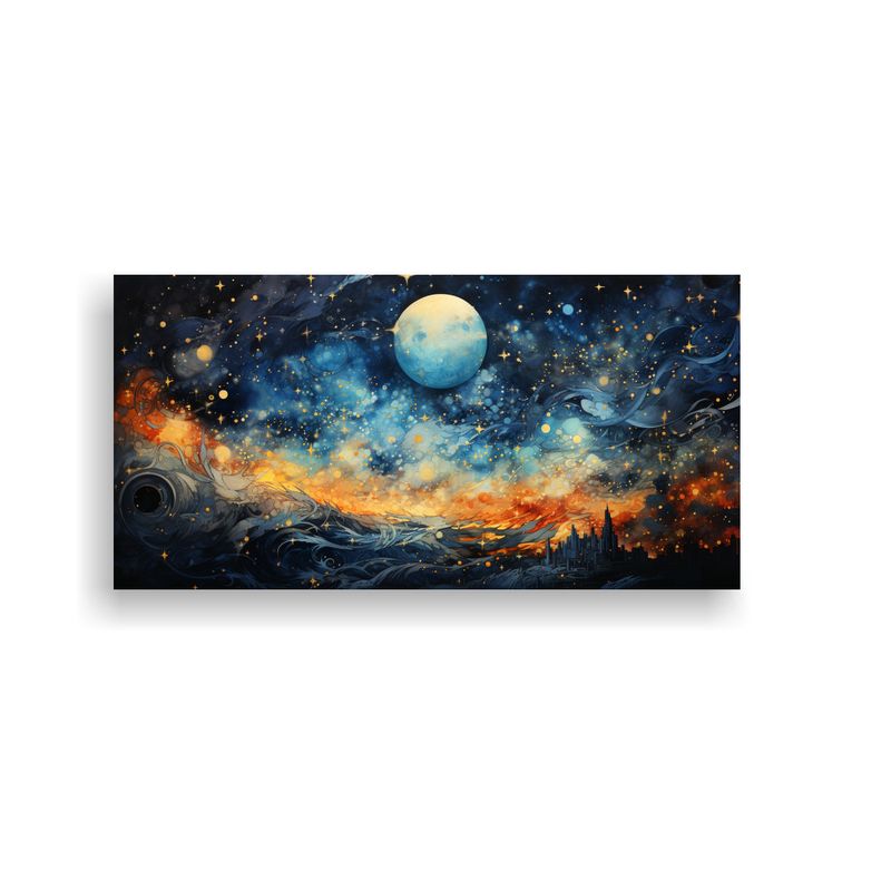 GENERICO - Pintura Abstracta De La Luna Creciente Diseño 80x40 Cm