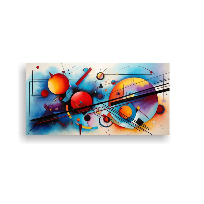 GENERICO - Pintura Abstracta Vibrante Inspirada En Kandinsky 80x40 Cm