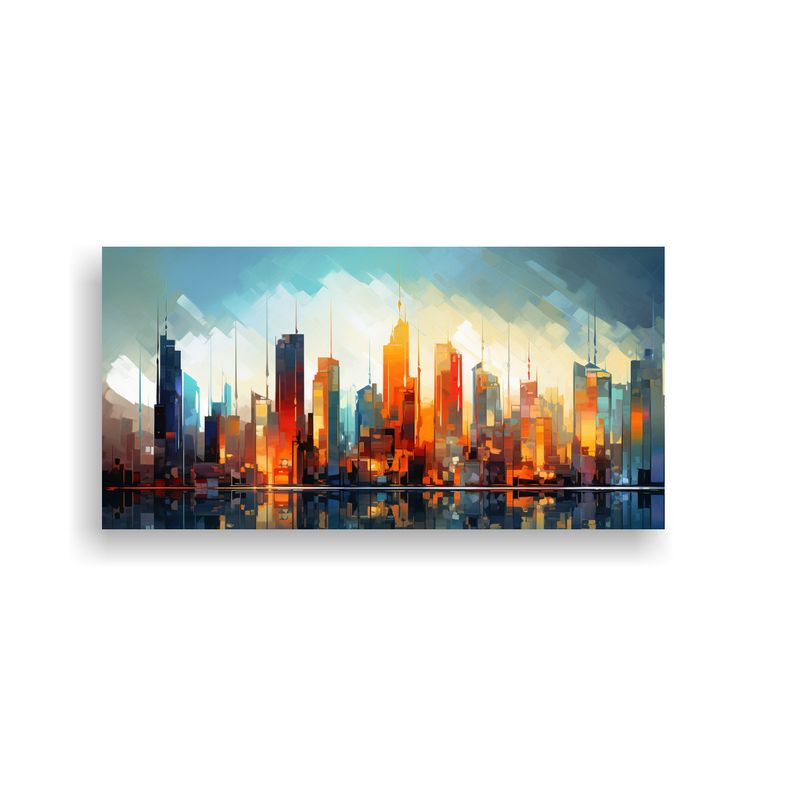 GENERICO - Pinturas Abstractas Líneas Finas Ciudad De 100x50 Cm