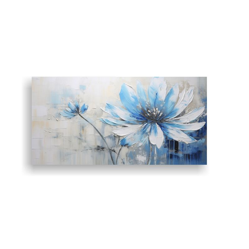 GENERICO - Cuadro Decorativo De Flor Azul En Lienzo Estilo 80x40 Cm