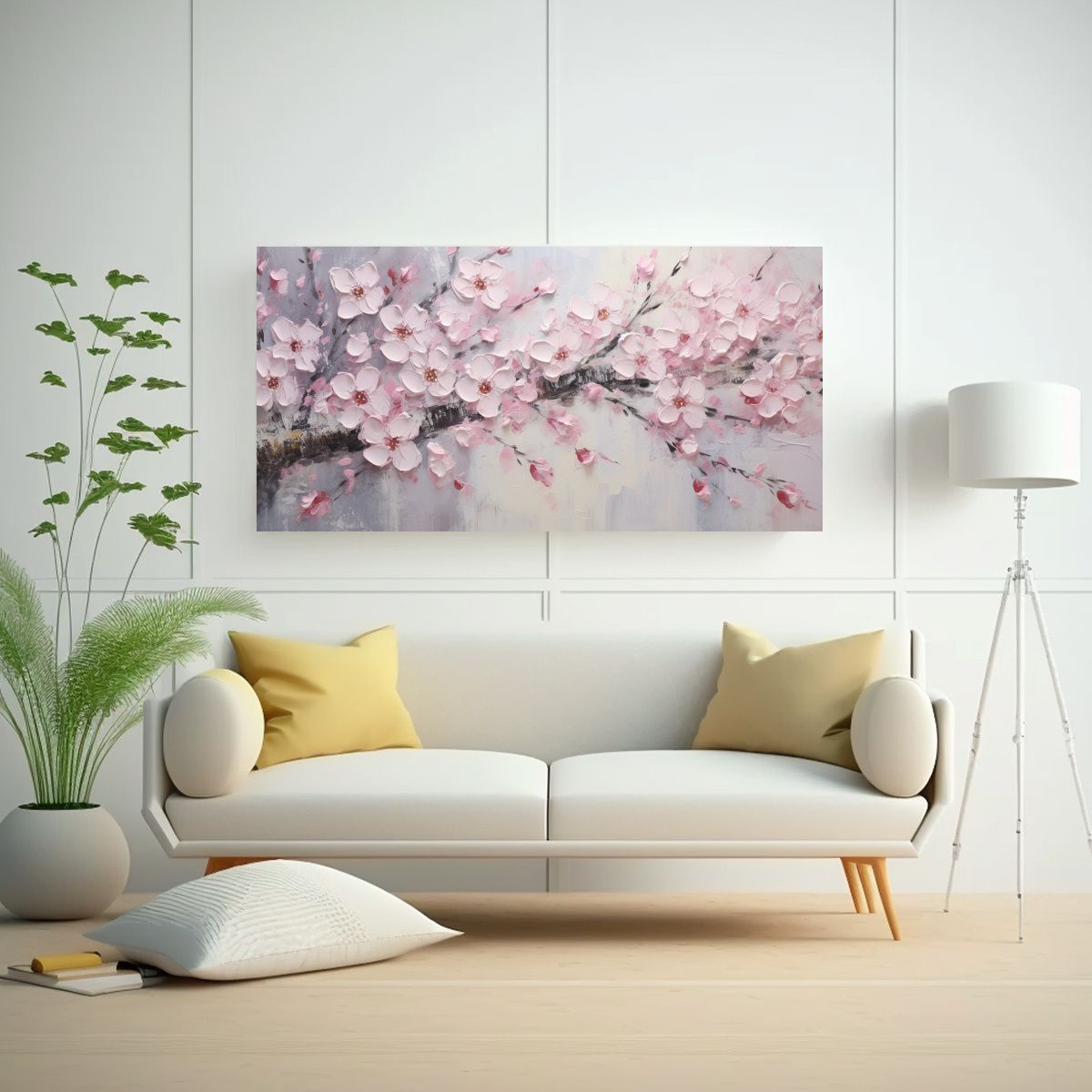 GENERICO - Pintura En Lienzo De Flores De Cerezo Rosa Con 80x40 Cm
