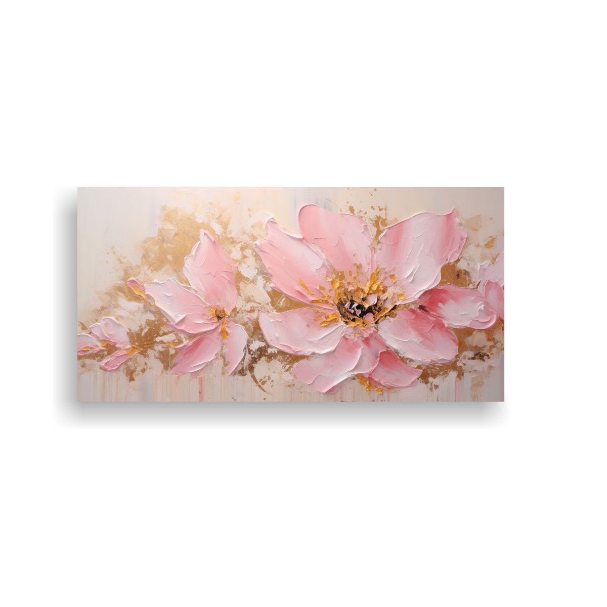 GENERICO - Pintura Floral Rosa En Lienzo Estilo Decorativo 100x50 Cm