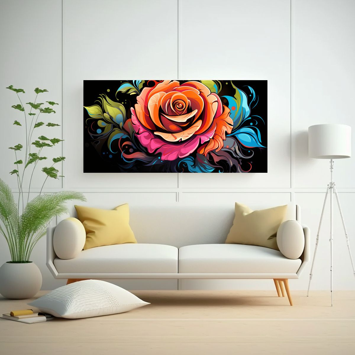 GENERICO - Diseño De Un Graffiti De Rosa Estilo Calidoso 60x30 Cm