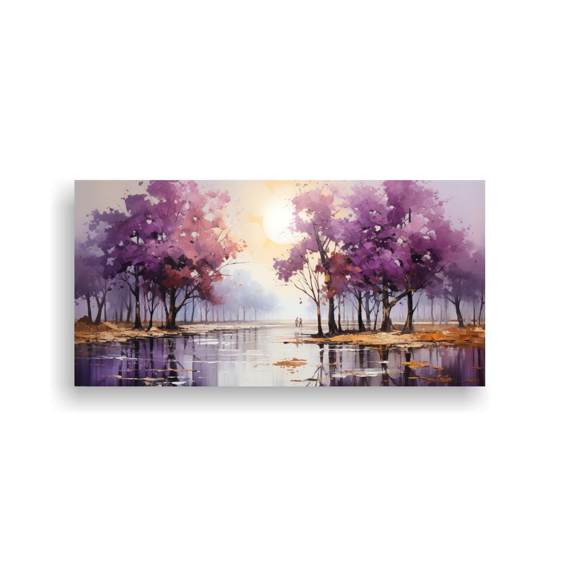 GENERICO - Cuadro Acuarela Abstracto De árboles En Plata Y 100x50 Cm