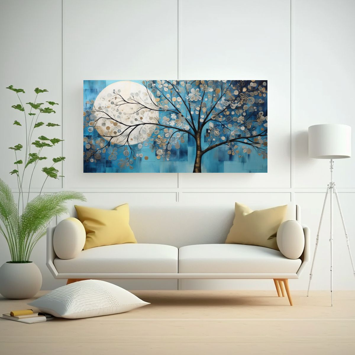 GENERICO - Arte De Pared Impreso Para Oficina En Tonos Azul 80x40 Cm