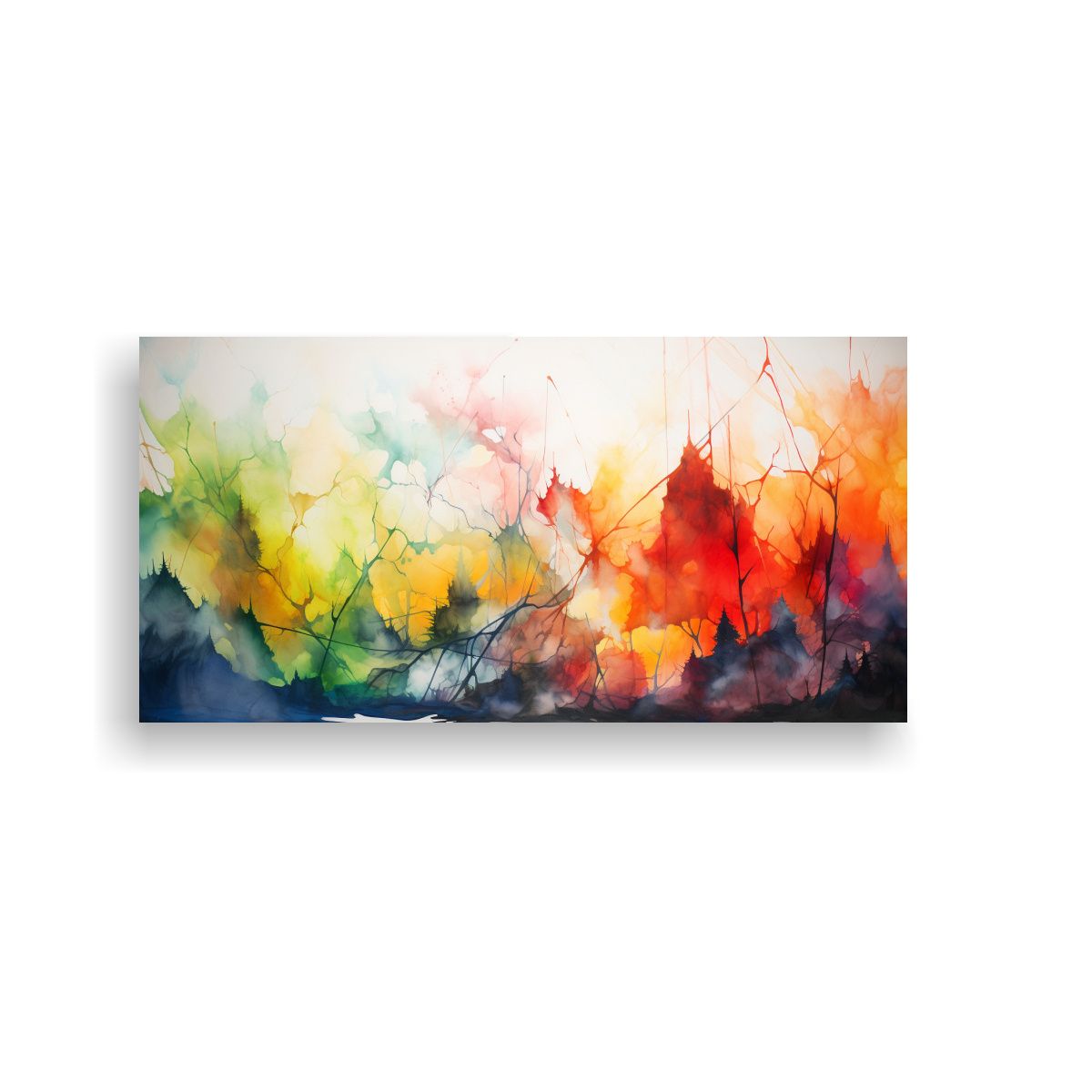 GENERICO - Cuadro Abstracto Dormitorio Diseño Con Acuarelas 60x30 Cm