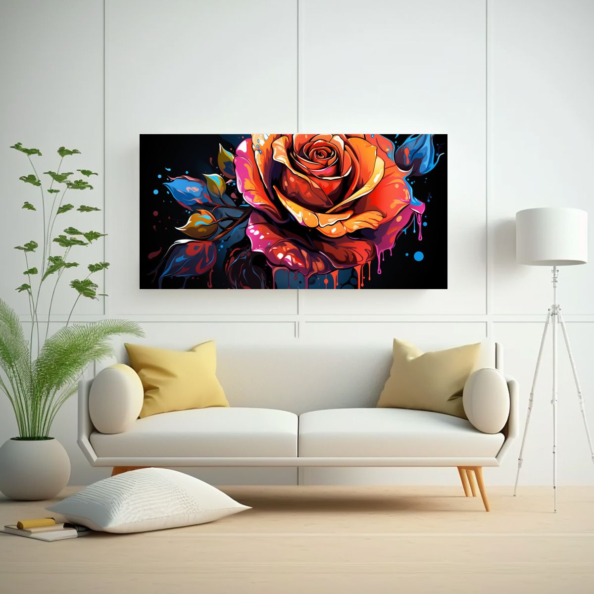 GENERICO - Pintura Abstracta De Rosa Con Estilo De Graffiti 60x30 Cm