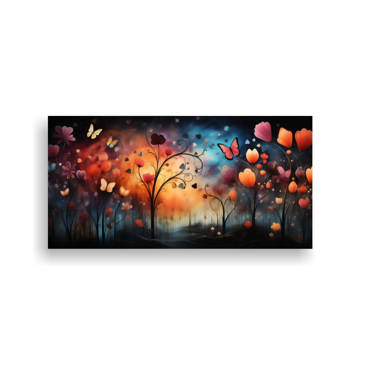 GENERICO - Tela En Bastidor Dibujo Mariposas Macro Actuales 100x50 Cm