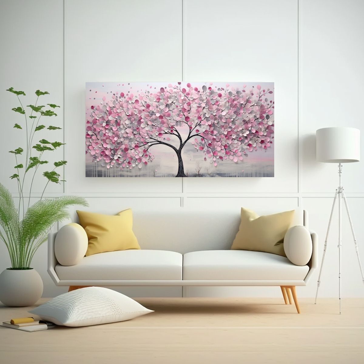 GENERICO - Pintura Decorativa Estilo Galería En Rosa Y 100x50 Cm