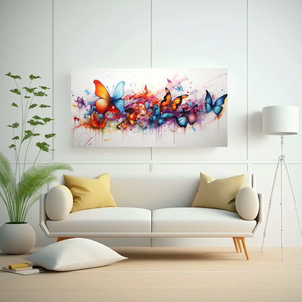 GENERICO - Pintura En Bastidor Mariposas Abstractas 100x50 Cm