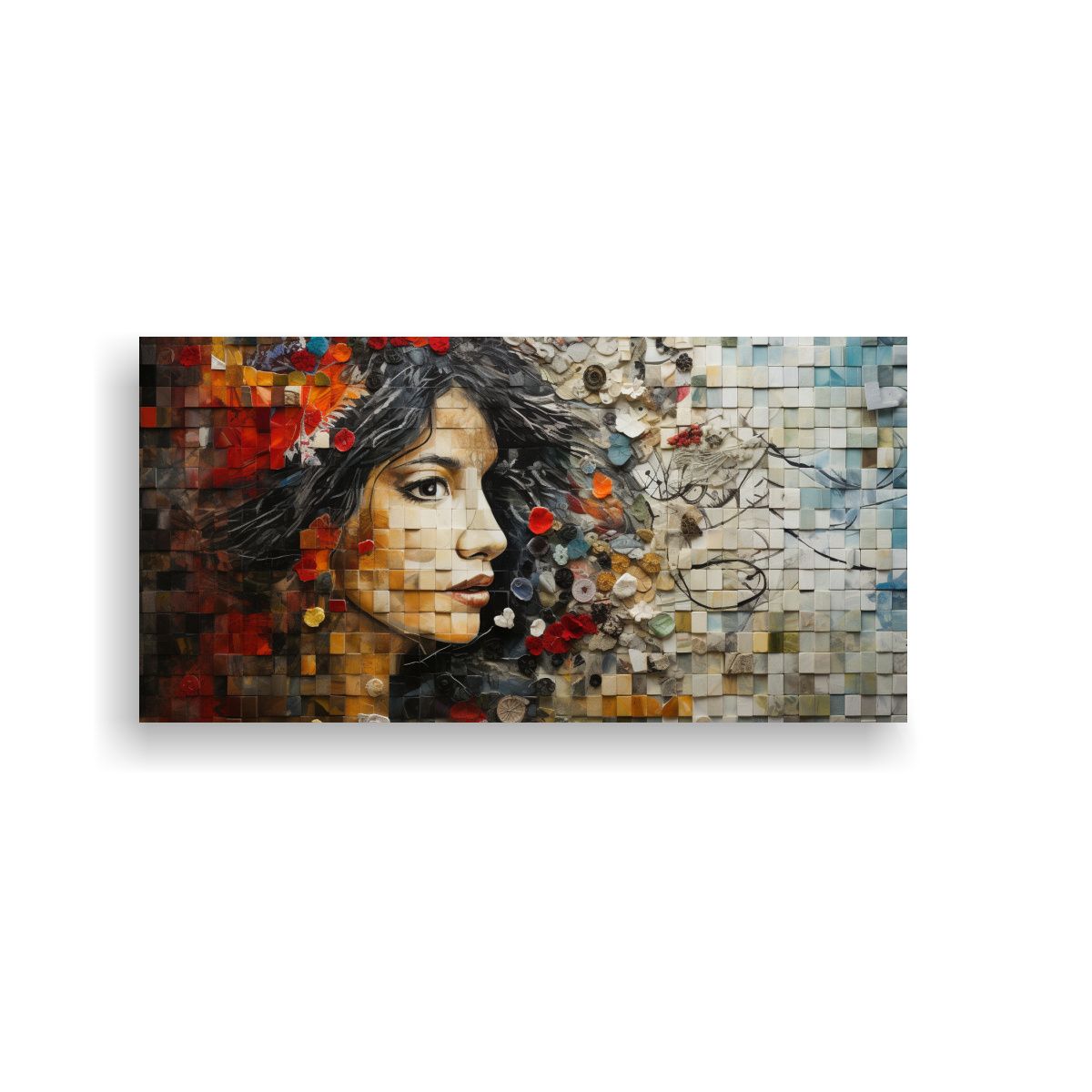 GENERICO - Cuadro Lienzo Forma Baño Mosaico De Recuerdos En 80x40 Cm