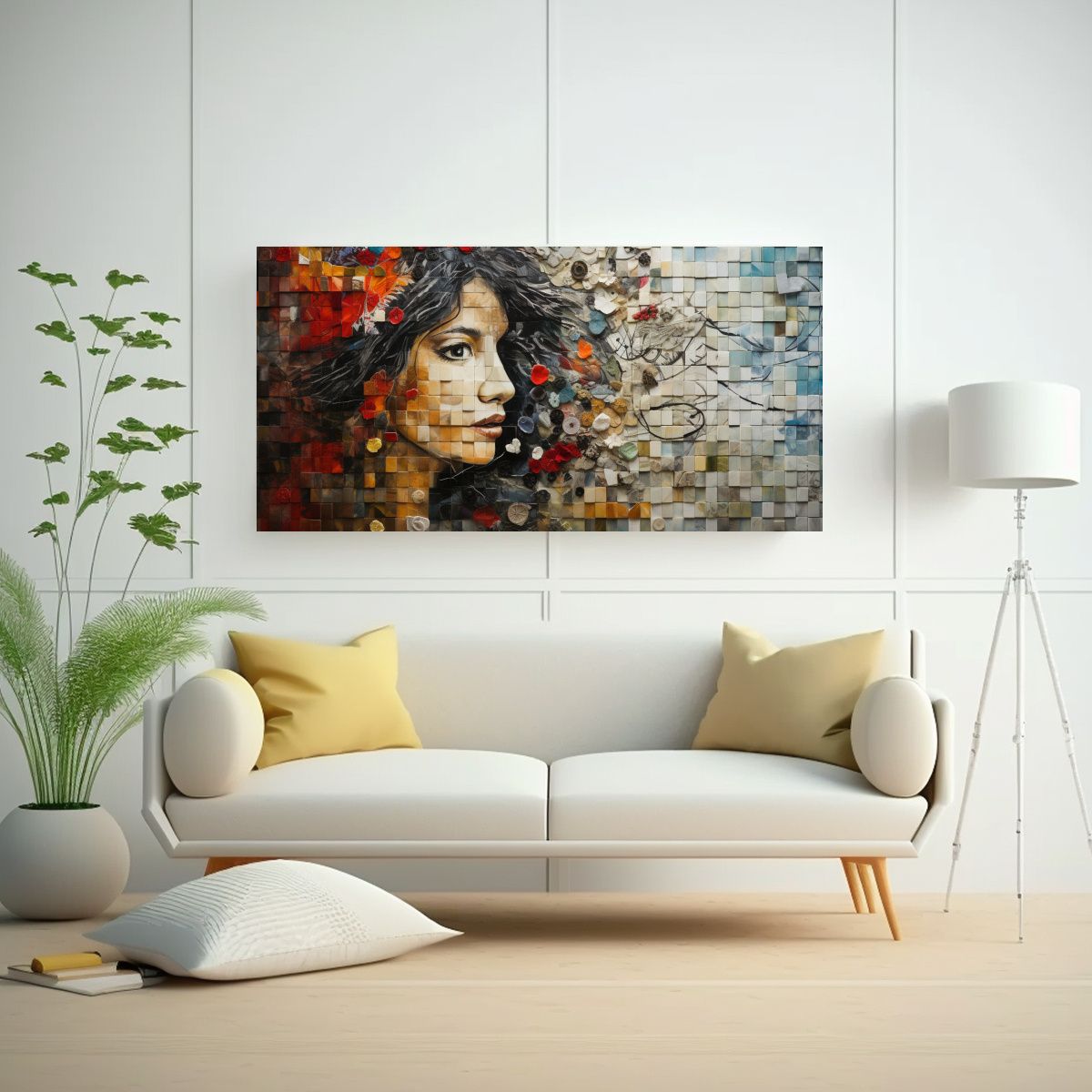 GENERICO - Cuadro Lienzo Forma Baño Mosaico De Recuerdos En 80x40 Cm