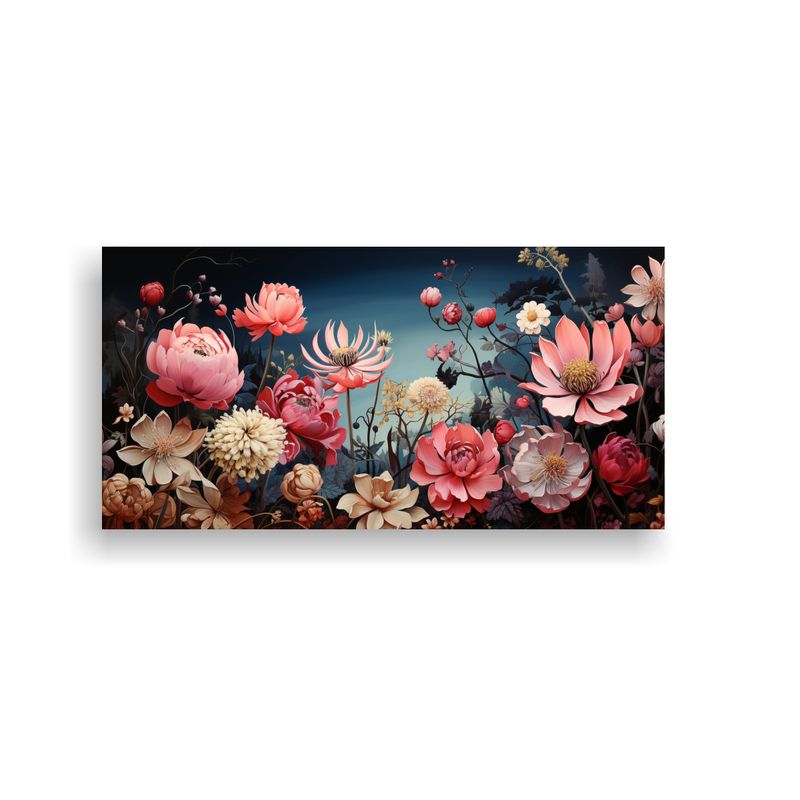 GENERICO - Cuadro Floral Abstracto Con Sobres Rosas 80x40 Cm