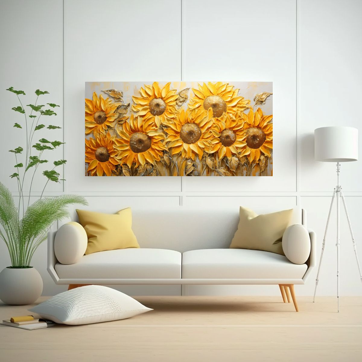 GENERICO - Lienzo Enigmático Con Girasoles En Estilo 80x40 Cm