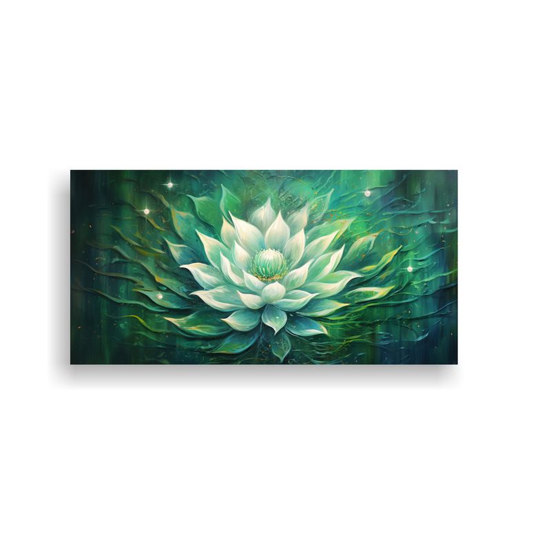 GENERICO - Cuadro De Loto Verde En El Estilo De Pintura 60x30 Cm