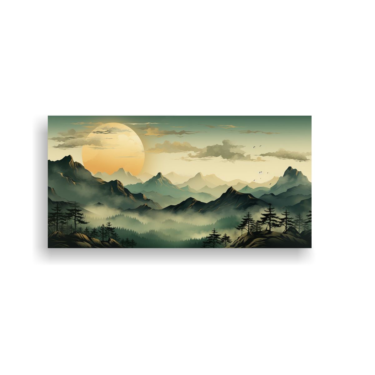 GENERICO - Cuadro Abstracto Minimalista De Montañas En 100x50 Cm