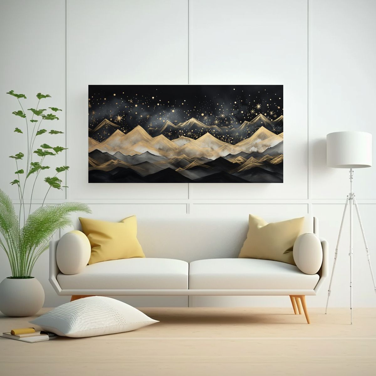 GENERICO - Cuadro Abstracto De Paisaje De Montaña Con 80x40 Cm.