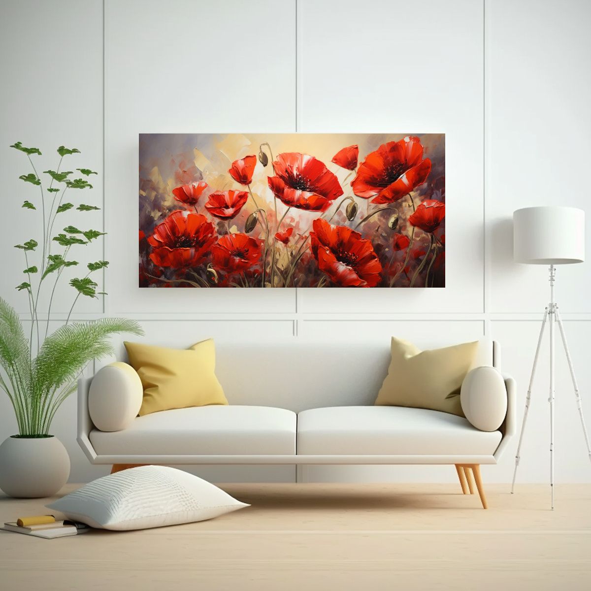 GENERICO - Tela En Bastidor Decorativo Calma A Rojo Cuadro 80x40 Cm