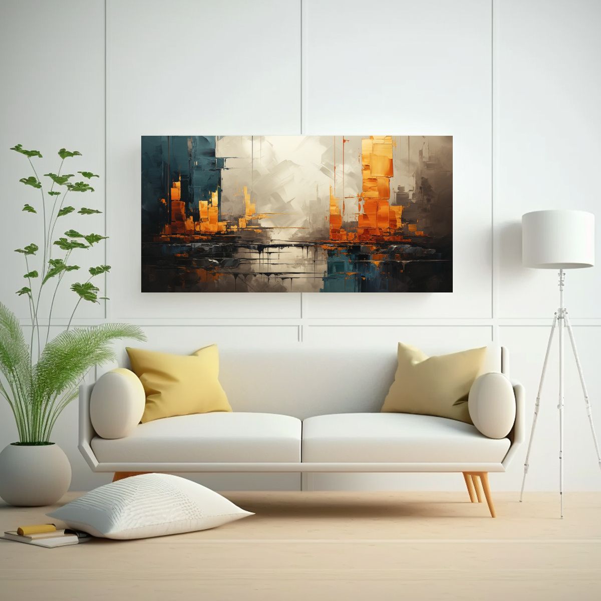 GENERICO - Lienzo Abstracto Con Finas Líneas Para 100x50 Cm