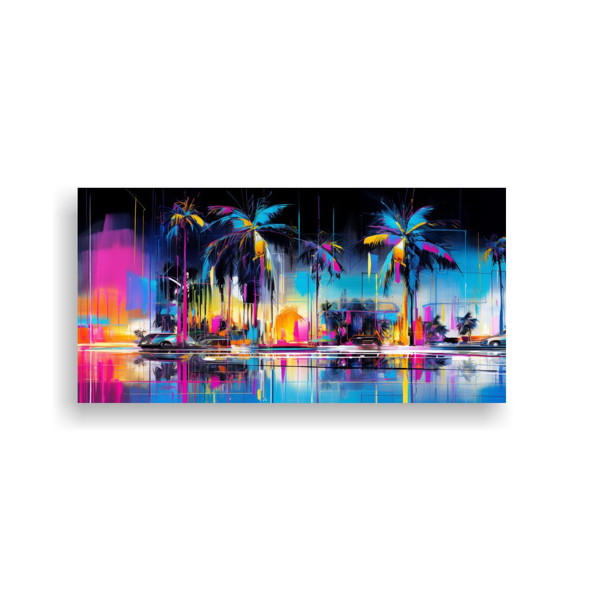 GENERICO - Cuadro Impreso Creatividad Neon Abstracto 60x30 Cm