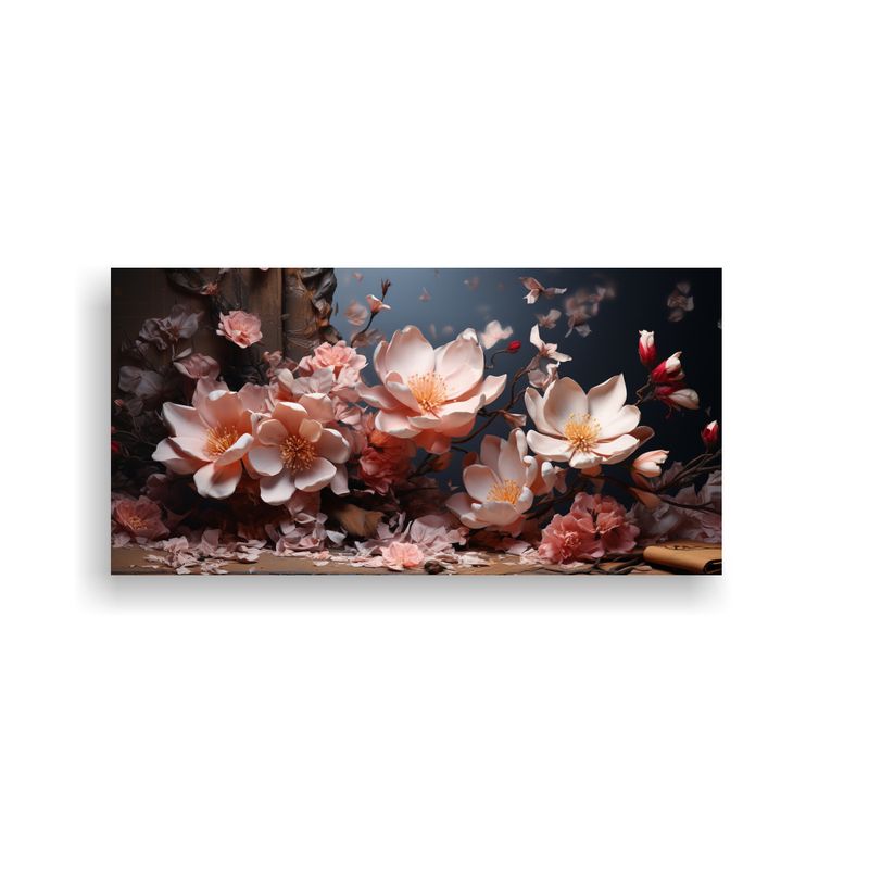 GENERICO - Pintura En Bastidor De Flores Rosas Delicadas 100x50 Cm