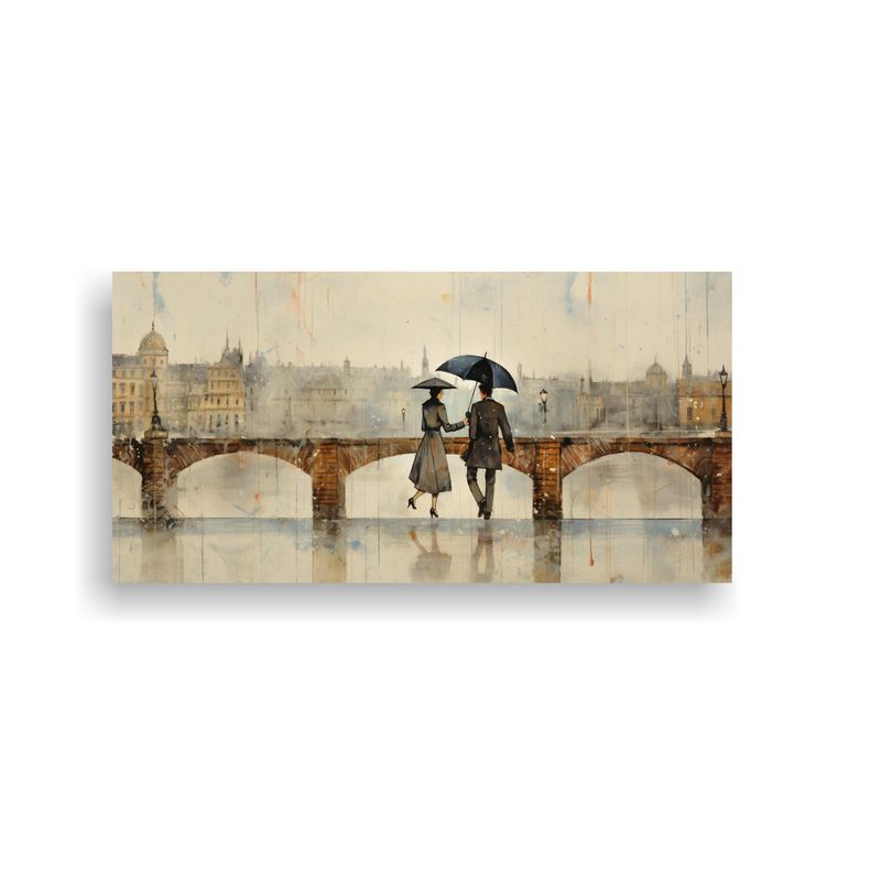 GENERICO - Cuadro Lienzo Vida En Londres Pareja Caminando 80x40 Cm