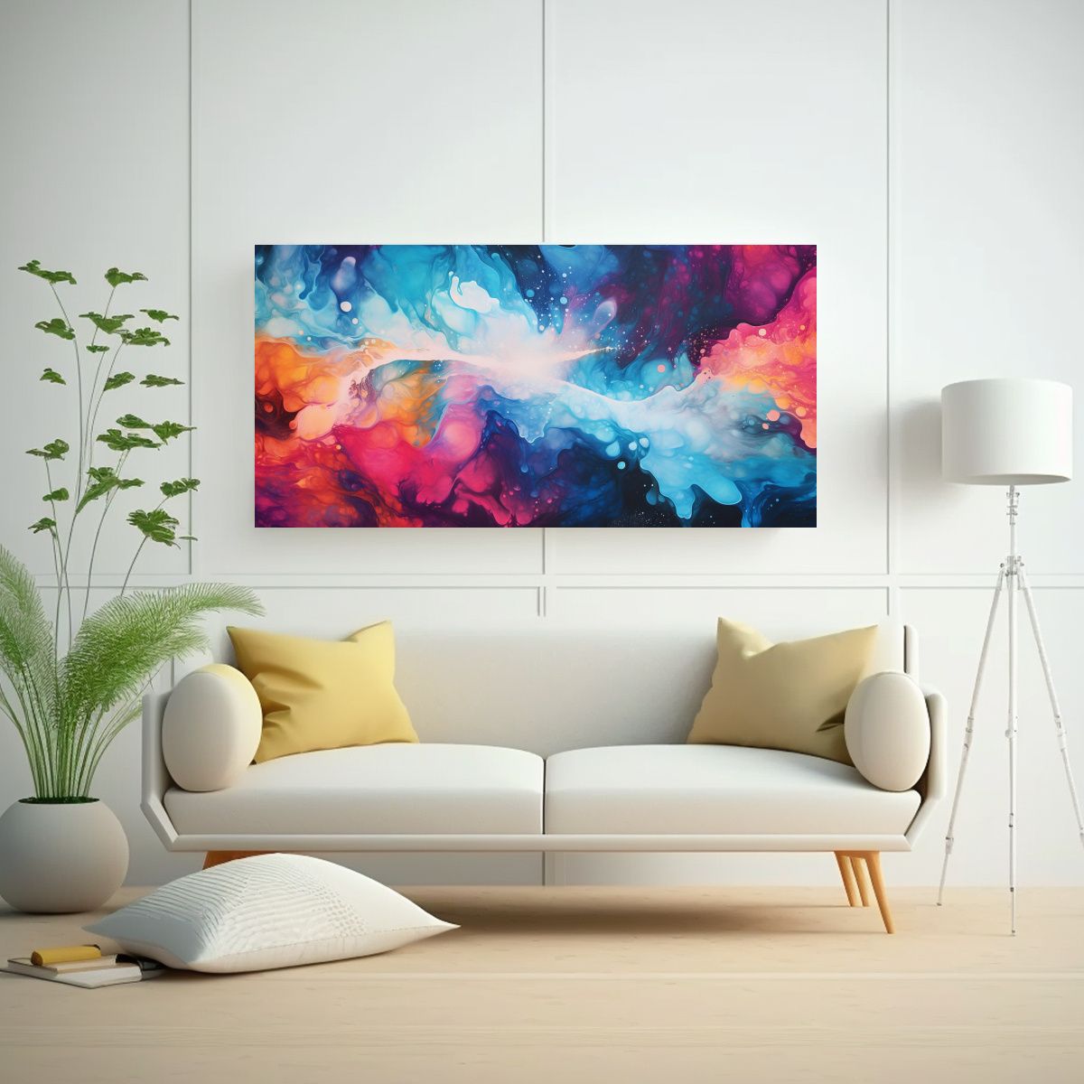 GENERICO - Cuadro Abstracto Lienzo Estilo Galería Figuras 100x50 Cm