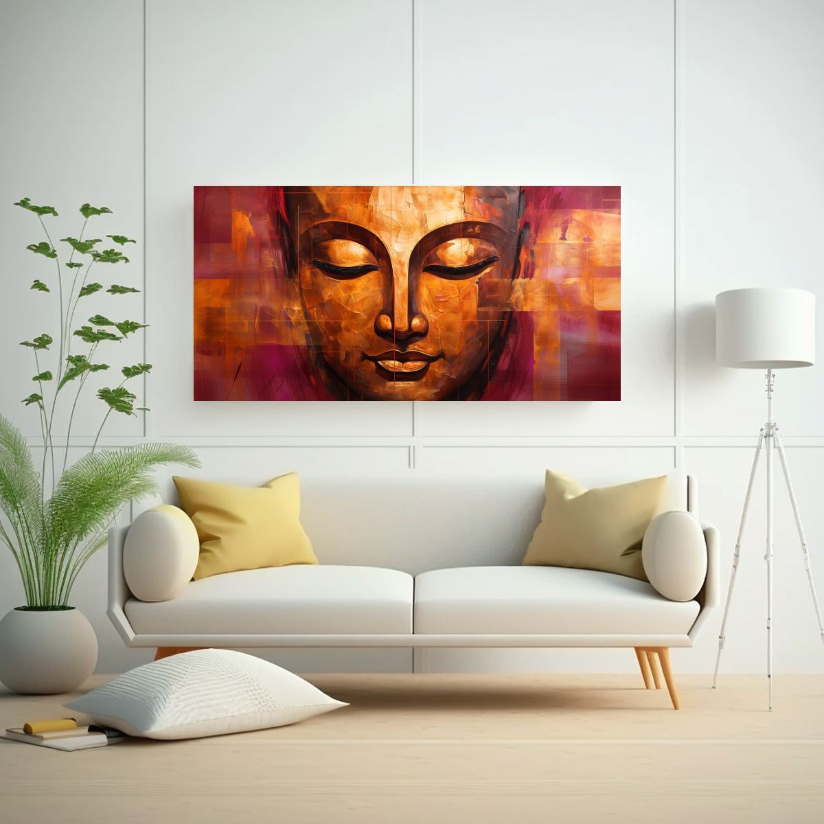 GENERICO - Pintura Decorativa Estilo Abstracto Dorado Y Rosa 60x30 Cm